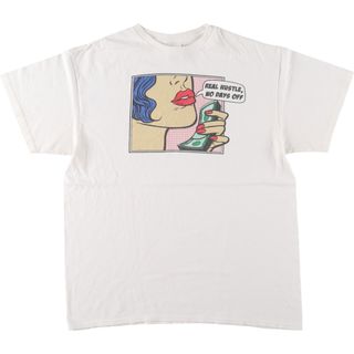 古着 DELTA REAL HUSTLE,NO DAYS OFF アメコミ風 プリントTシャツ メンズL /eaa450925(Tシャツ/カットソー(半袖/袖なし))