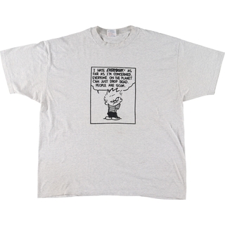 ヘインズ(Hanes)の古着 90年代 ヘインズ Hanes Calvin And Hobbes カルビンとホッブス キャラクタープリントTシャツ USA製 メンズXXL ヴィンテージ /eaa450926(Tシャツ/カットソー(半袖/袖なし))