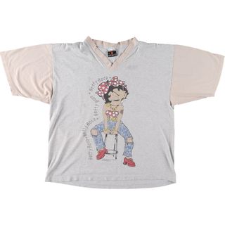 古着 90年代 SIGNAL SPORTS BETTY BOOP ベティブープ Vネック バイカラー キャラクタープリントTシャツ USA製 メンズXL  ヴィンテージ /eaa450975(Tシャツ/カットソー(半袖/袖なし))