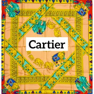 カルティエ(Cartier)の★Cartier★ スカーフ 大判 ゾウ 宝石 ビジュー ピンク(バンダナ/スカーフ)