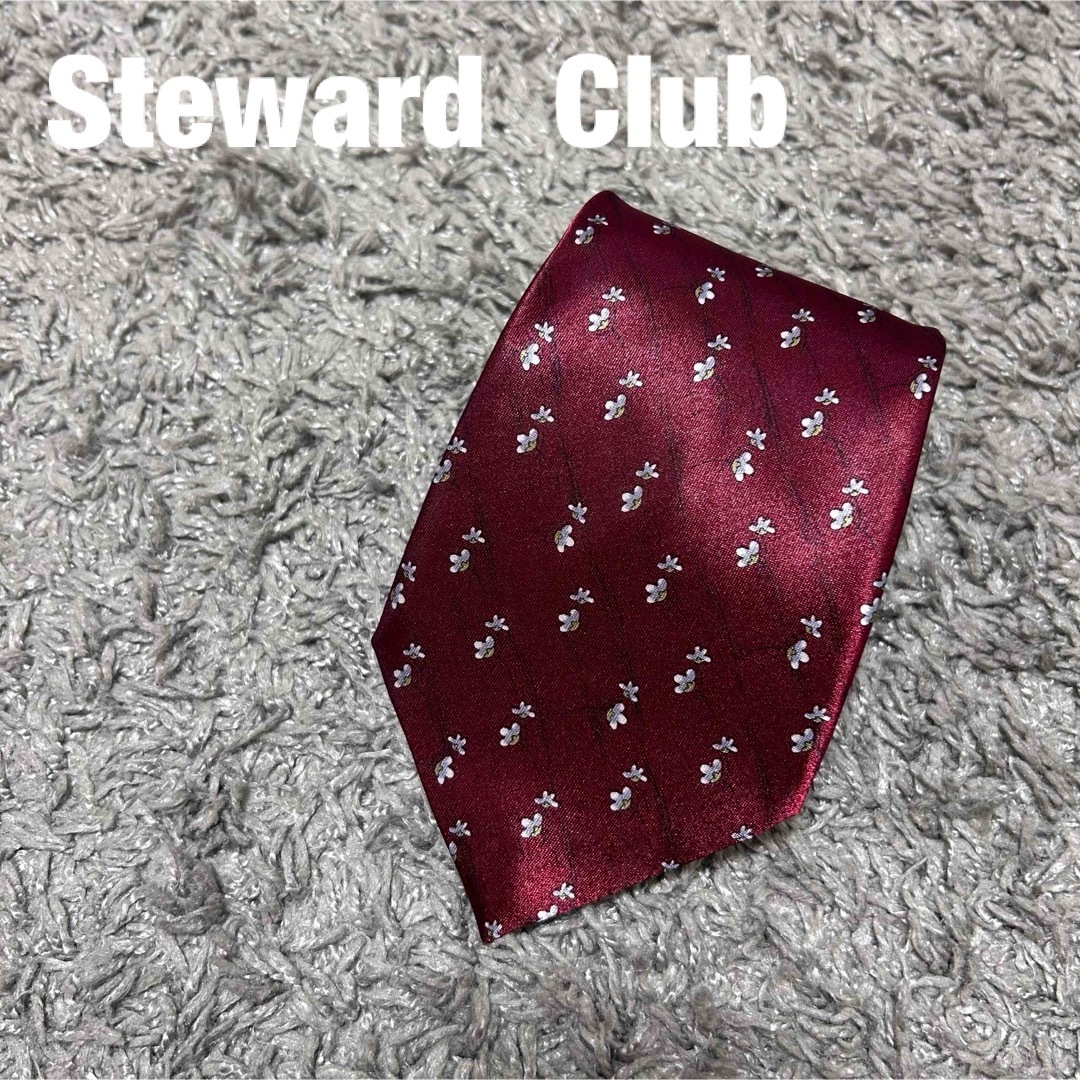 メンズ　ネクタイ　Steward Club  花柄　ポリエステル　新品　未使用 メンズのファッション小物(ネクタイ)の商品写真