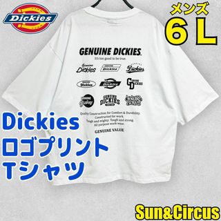 ディッキーズ(Dickies)のメンズ大きいサイズ6L Dickies ロゴプリント 刺繍ロゴ Tシャツ 白(Tシャツ/カットソー(半袖/袖なし))