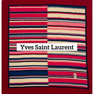 イヴサンローラン(Yves Saint Laurent)の★Yves Saint Laurent★ スカーフ ボーダー シルク レッド(バンダナ/スカーフ)