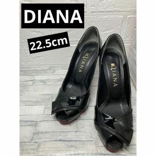 ダイアナ(DIANA)のDIANA ダイアナ　オープントゥパンプス　ブラック　レッドソール　22.5cm(ハイヒール/パンプス)