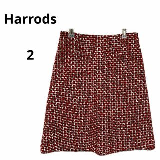 ハロッズ(Harrods)の美品 Harrods ハロッズ スカート レッド 2 ウール モヘア(ひざ丈スカート)