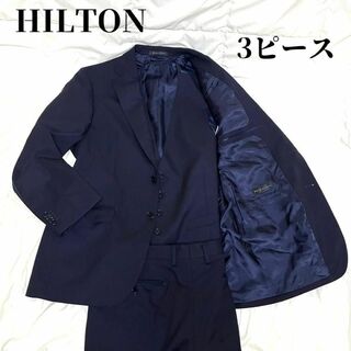 ヒルトンタイム(HILTON TIME)の【未使用級】ヒルトン　スーツ　セットアップ　 3ピース　ストライプ　ネイビー　L(セットアップ)