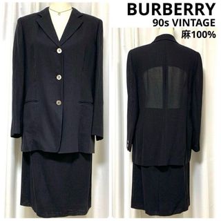 バーバリー(BURBERRY)の美品 BURBERRY セットアップ スーツ 背抜き 麻 リネン 大きいサイズ(スーツ)