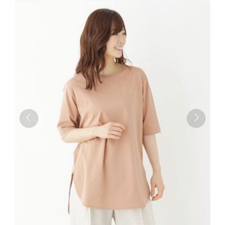 裾スリットコットンTシャツ