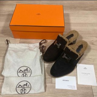 エルメス(Hermes)の専用　エルメス　フロール　60 黒ノワール  キャメル　36   Hバックル(スリッポン/モカシン)