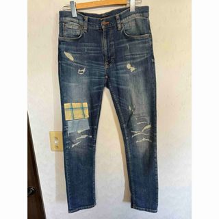 ヌーディジーンズ(Nudie Jeans)のヌーディージーンズ LEANDEAN W30L30 ダメージリペア 加工 美品(デニム/ジーンズ)