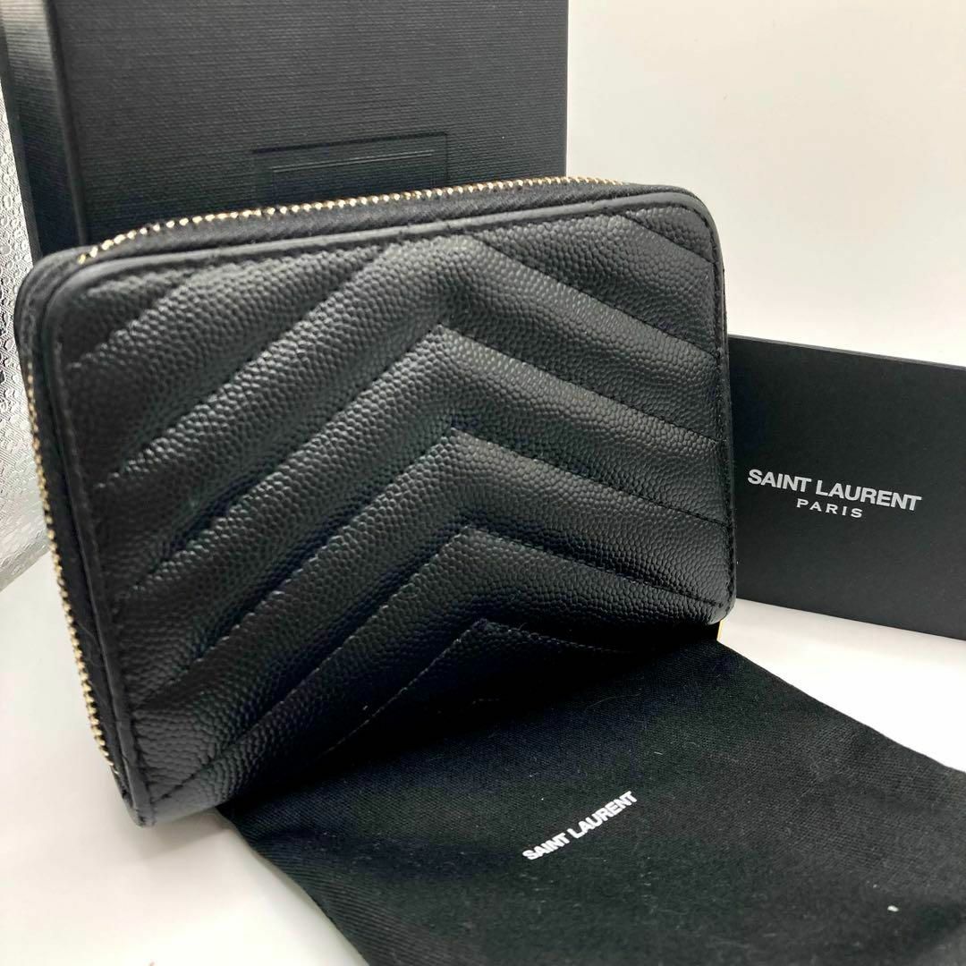 Yves Saint Laurent(イヴサンローラン)のイヴサンローラン コンパクトウォレット 二つ折り 財布 ブラック ゴールド レディースのファッション小物(財布)の商品写真