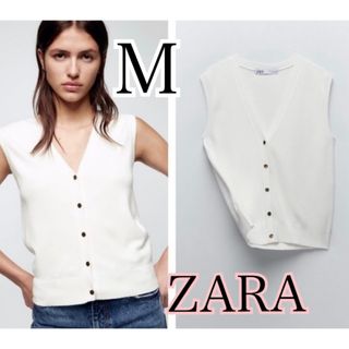 ZARA - ZARA ニットトップス　ゴールドボタン　ベスト　金ボタン　ジレ　ソフトタッチ