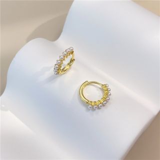 残り僅か♡　フープ　ゴールド　パール　ピアス　S925　リング　高級感　上品(ピアス)