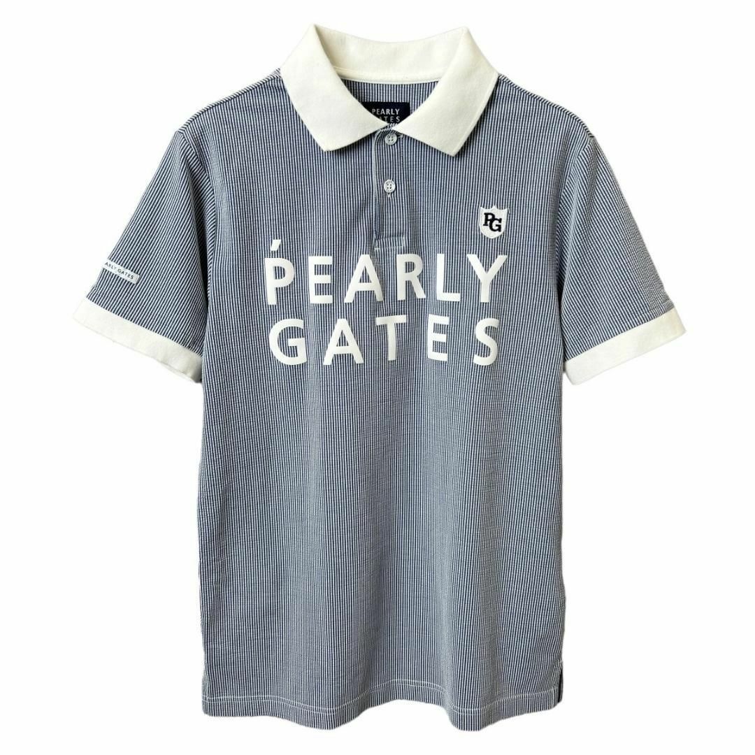 PEARLY GATES(パーリーゲイツ)の美品 2021年モデル パーリーゲイツ 半袖 ポロシャツ メンズ 4 (M) スポーツ/アウトドアのゴルフ(ウエア)の商品写真