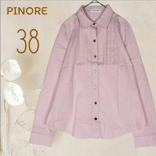 ピノーレ(PINOLE)のb5027【ピノーレ】長袖ブラウス ピンク M ストレッチ オフィス 胸元可愛い(シャツ/ブラウス(長袖/七分))