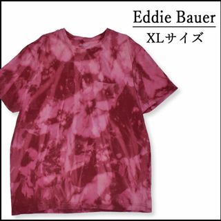 メンズブリーチ染め半袖TシャツXL 古着屋　赤ピンク　薄手　ポケット　ブランド(Tシャツ/カットソー(半袖/袖なし))