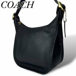 コーチ(COACH)の美品 オールドコーチ ショルダーバッグ マシューヒーリー オールレザー ブラック(ショルダーバッグ)