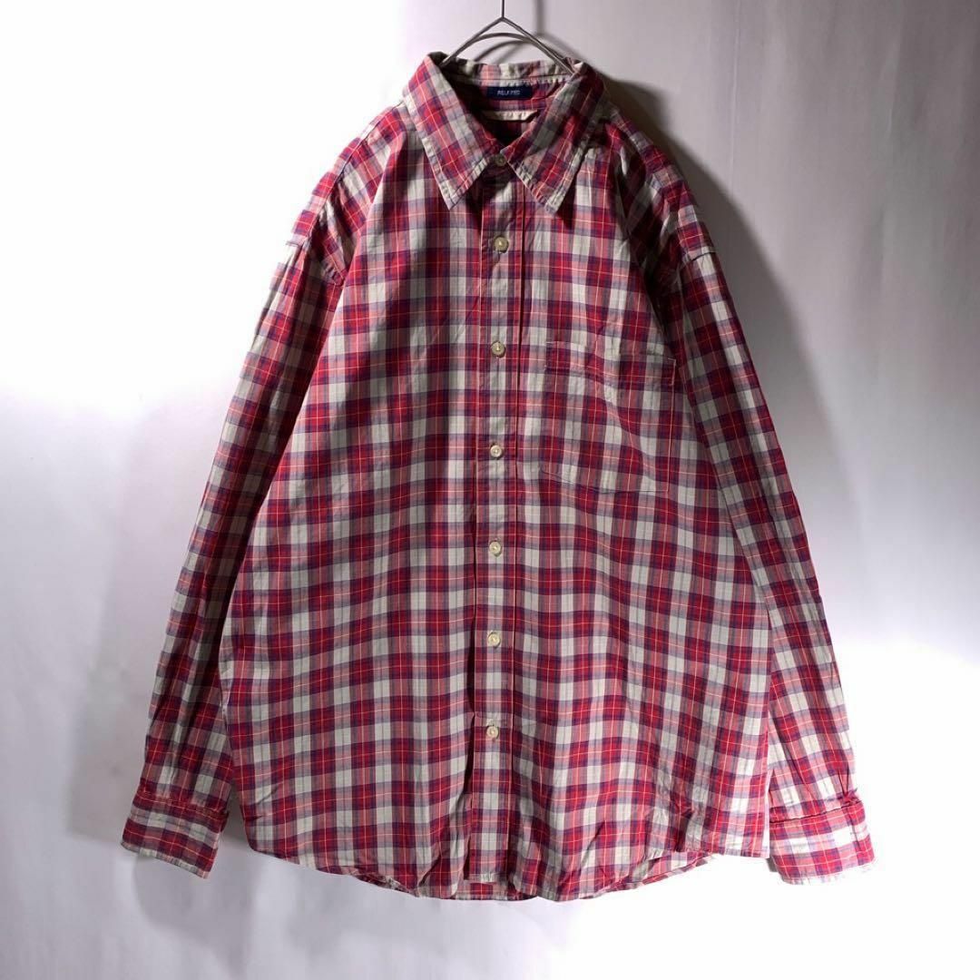 GAP(ギャップ)の古着 OLD GAP オールドギャップ チェック シャツ 長袖 赤 グランジ メンズのトップス(シャツ)の商品写真