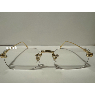 リムレス スクエア　クリア　伊達メガネ　眼鏡 y2k 90s  韓国 ゴールド(サングラス/メガネ)