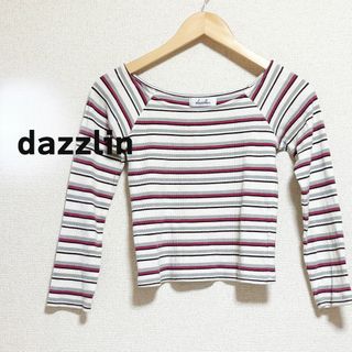 ダズリン(dazzlin)のdazzlin ダズリン カットソー　リブ　ボーダー　七分袖 スタイルアップ効果(カットソー(長袖/七分))