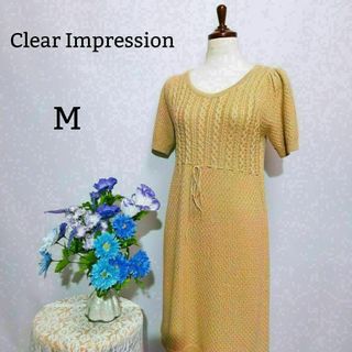 クリアインプレッション(CLEAR IMPRESSION)のクリアインプレッション　ニットワンピース　Mサイズ　茶色系(ロングワンピース/マキシワンピース)