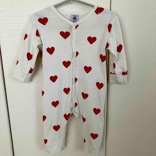 プチバトー(PETIT BATEAU)のプチバトー　ハート　ロンパース　70cm(ロンパース)