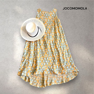Jocomomola - ホコモモラ ノースリーブ ロング ワンピース コットン100% イエロー 黄色