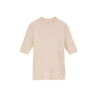 CLANE - H/N HALF SLEEVE RIB KNIT TOPS