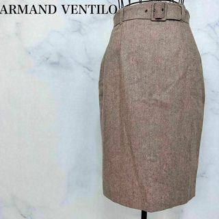 【美品】ARMAND VENTILO タイトスカート　ブラウン　カシミヤ混(ひざ丈スカート)