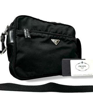 プラダ(PRADA)の良品 プラダ ショルダーバッグ カメラバッグ 三角ロゴ 斜め掛け ナイロン 黒(ショルダーバッグ)