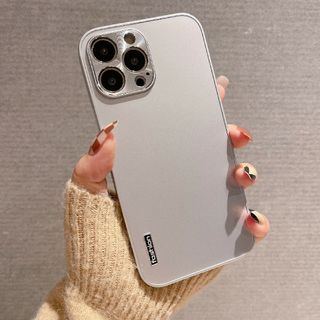 HS95★★iPhone11proケース アルミ シルバー シンプル 新品未使用(iPhoneケース)