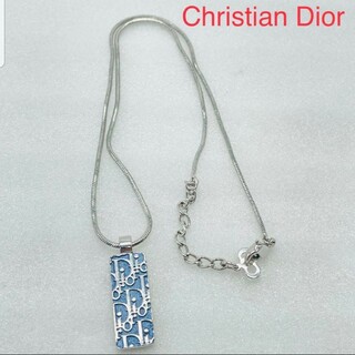 クリスチャンディオール(Christian Dior)のクリスチャンディオール ブルー×ホワイト 青白 シルバー スネーク ネックレス(ネックレス)