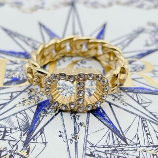 クリスチャンディオール(Christian Dior)のChristian Dior リング　指輪　ラインストーン CD ロゴ　14号(リング(指輪))