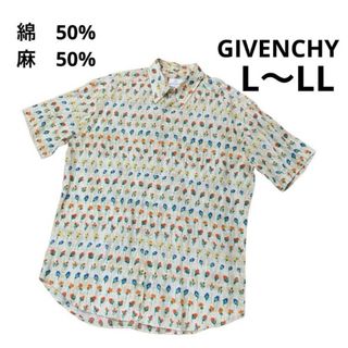 ジバンシィ(GIVENCHY)のジバンシー   半袖シャツ　メンズ　花柄　麻　ロゴ刺繍あり(シャツ)