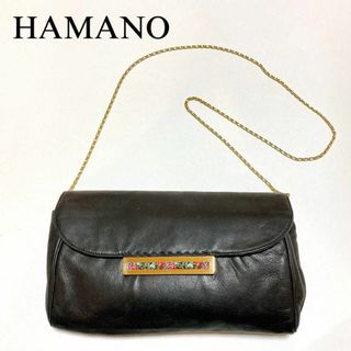 ハマノヒカクコウゲイ(濱野皮革工藝/HAMANO)の皇室御用達！ハマノ レザー チェーン ショルダーバッグ 花柄 ゴールドフラップ(ショルダーバッグ)