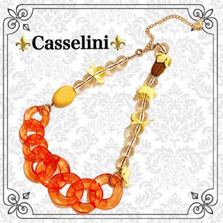 キャセリーニ(Casselini)の新品【Casselini】お花付き＊アクリル＊リングチェーン＊ネックレス(ネックレス)