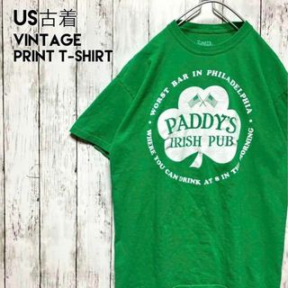 US古着ビンテージプリントTシャツUSAアイリッシュパブy2kグリーン【f06】(Tシャツ/カットソー(半袖/袖なし))