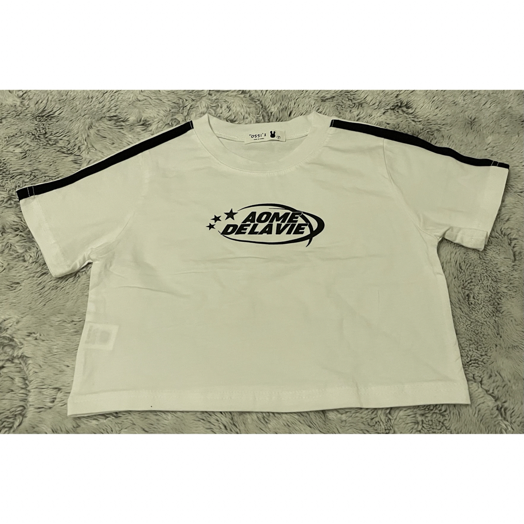 【綿100%】 韓国子供服　袖ライン半袖Tシャツ　サイズ100（ホワイト） キッズ/ベビー/マタニティのキッズ服男の子用(90cm~)(Tシャツ/カットソー)の商品写真