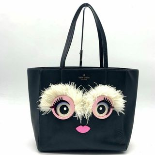 ケイトスペードニューヨーク(kate spade new york)の極美品 ケイトスペード フェイスデザイン トートバッグ レザー 黒 ブラック(トートバッグ)