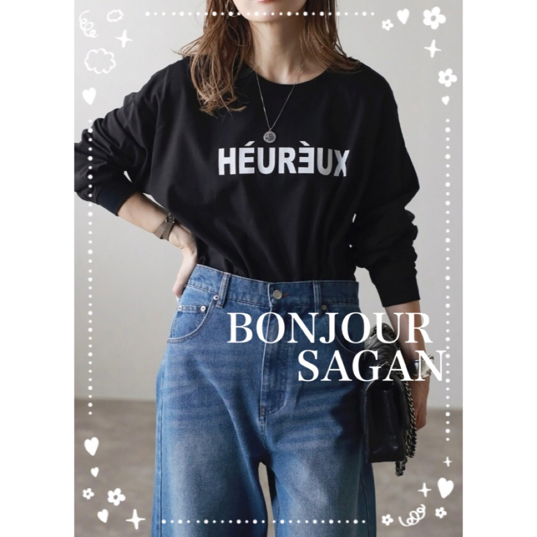 BONJOUR SAGAN(ボンジュールサガン)のBonjour sagan  前後2WAYロゴロンT  ブラック レディースのトップス(Tシャツ(長袖/七分))の商品写真