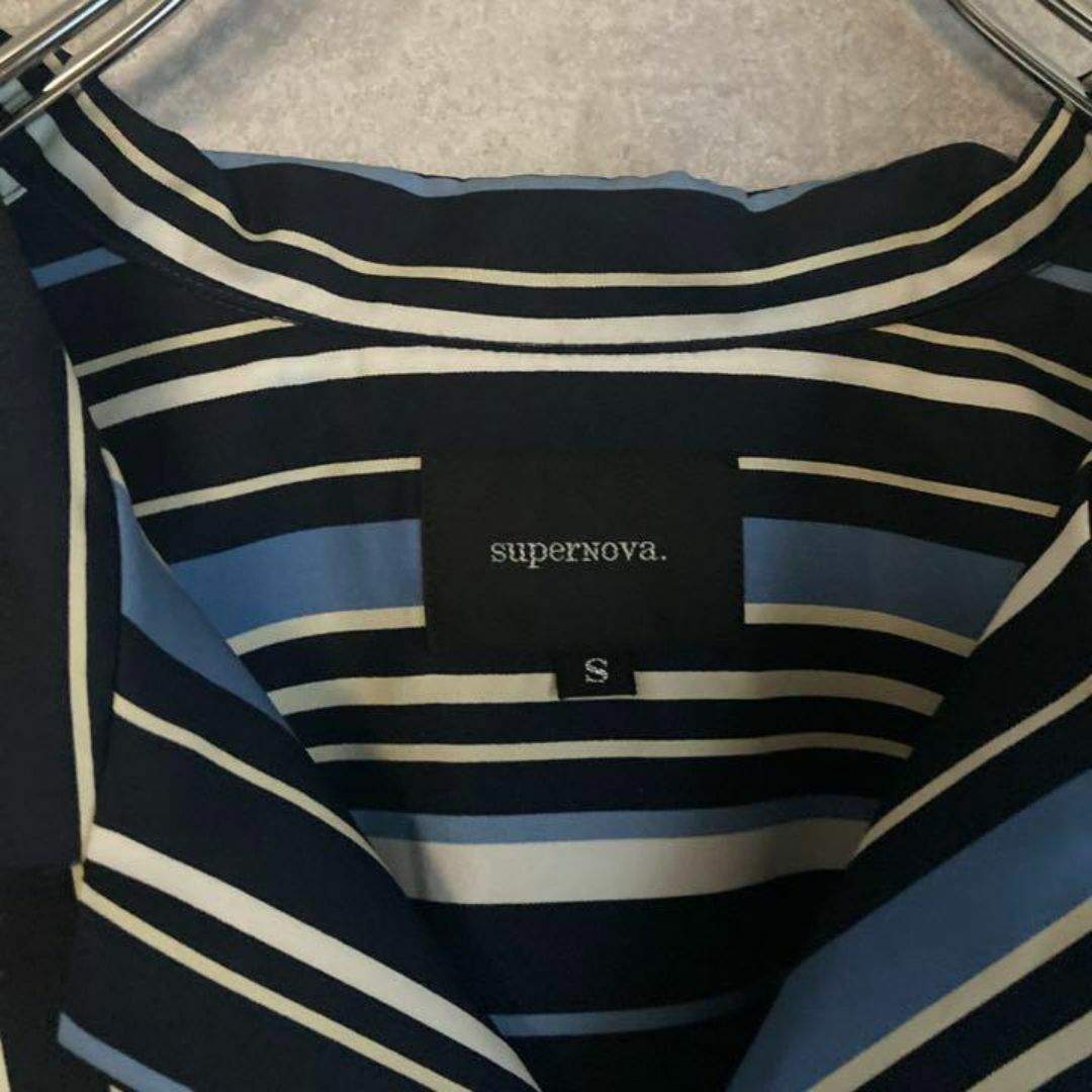 スーパーノヴァ　ストライプ　ダブルポケット　半袖シャツ　ビッグシルエット　開襟 メンズのトップス(シャツ)の商品写真