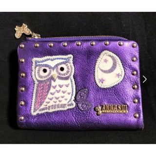 アナスイ(ANNA SUI)のアナスイ 梟 ふくろう フクロウ 牛革 財布 ANNA SUI 紫 パープル 蝶(財布)