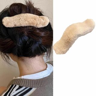 【色: カーキ】HAPVITAL テールクリップ 人気ヘアバレッタ 大さめ 髪留(その他)