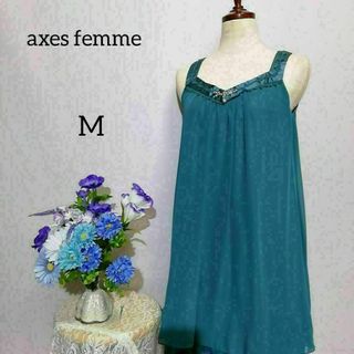 アクシーズファム(axes femme)のaxes femme　膝丈ワンピース　グリーン色系　Mサイズ　レース(ひざ丈ワンピース)