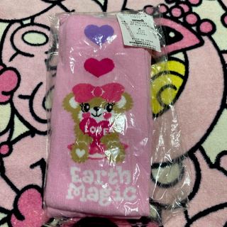 アースマジック(EARTHMAGIC)の🧸50. サイドハートマフィー柄リブタイツＬ(130ｰ140)ペールピンク(靴下/タイツ)