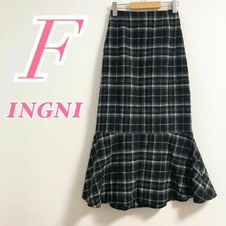 イング(INGNI)のイング　タイトスカート　F　ブラック　グレー　ホワイト　チェック柄　ポリ100%(ロングスカート)