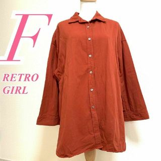 レトロガール(RETRO GIRL)のレトロガール　長袖シャツ　F　レッド　カラーシャツ　カジュアル　綿100%(シャツ/ブラウス(長袖/七分))