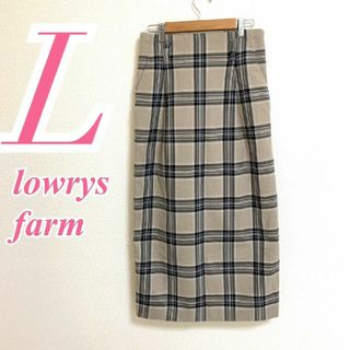 ローリーズファーム(LOWRYS FARM)のローリーズファーム　タイトスカート　L　ベージュ　ホワイト　ブラック　チェック(ロングスカート)