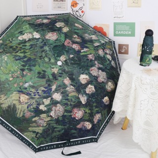 【大人気】 折りたたみ 日傘 緑 花柄 遮光 かわいい インポート 韓国 新作(傘)