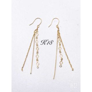 K18 18金 3連ロングピアス(ピアス)